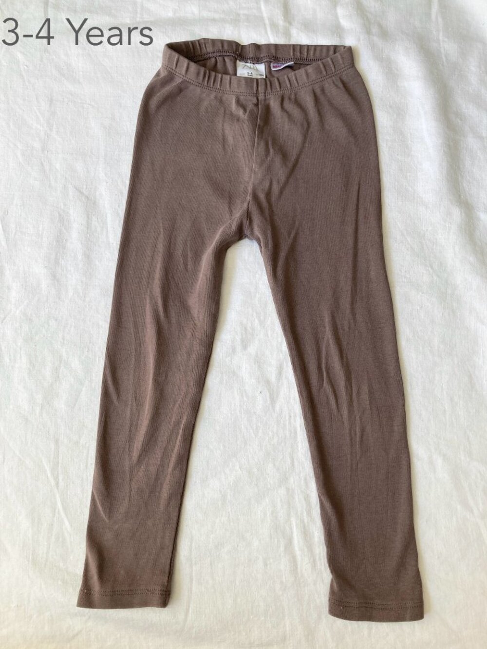 🪴5/$30 Zara 3-4 Years Toddler Taupe Brown Leggings Neutral Minimalist